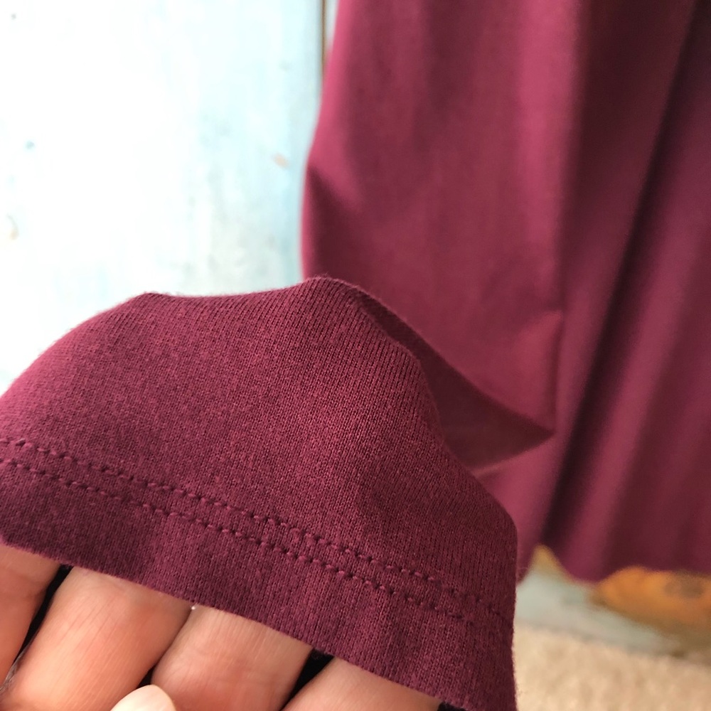 Chico’s round neck long-sleeve knit tee in eggplant, wear alone or under… - Picture 3 of 7